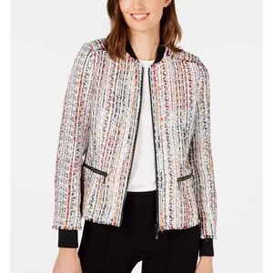 Elie Tahari Multicolor Tweed Jacket with Black Trim